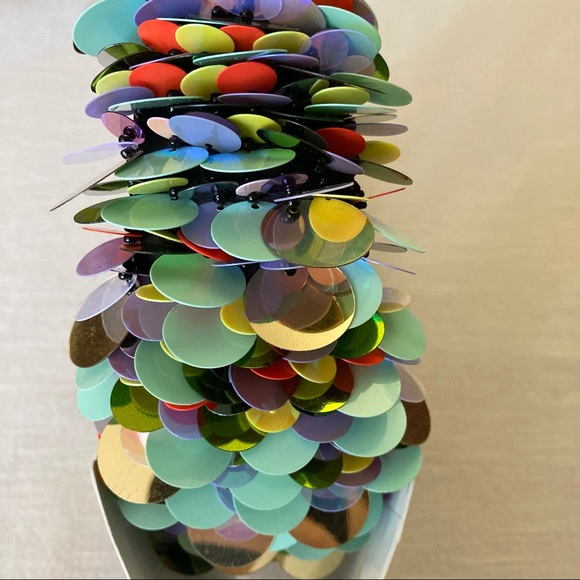 ZARA Padded Headband XL Wide Large Sequin Multicolored Green Rainbow Size Medium - Picture 12 of 12